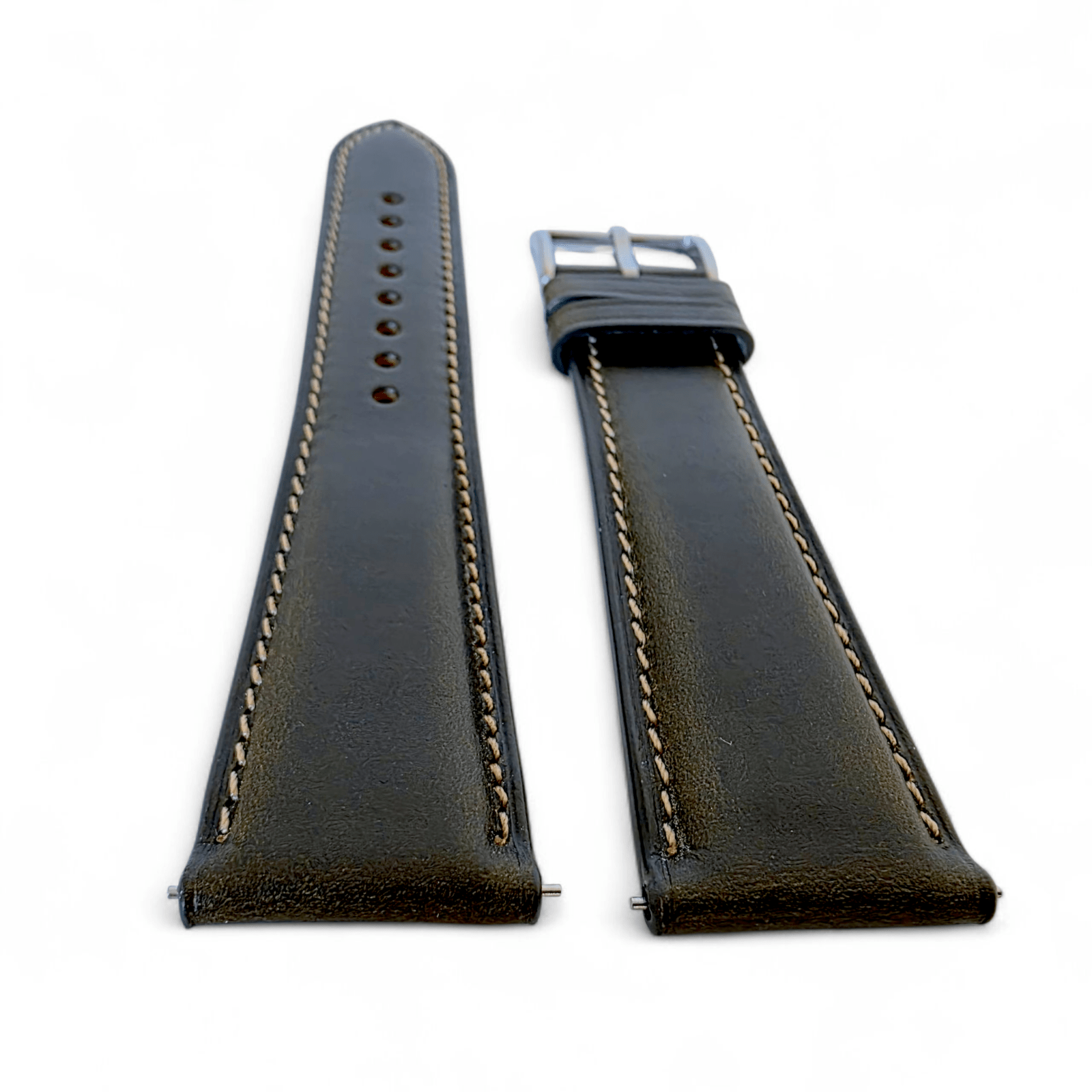 Genuine Horween Chromexcel Full Grain Leather Watch Strap 20mm 22mm Olive Green - Wrist Envy