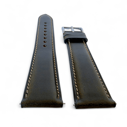Genuine Horween Chromexcel Full Grain Leather Watch Strap 20mm 22mm Olive Green - Wrist Envy