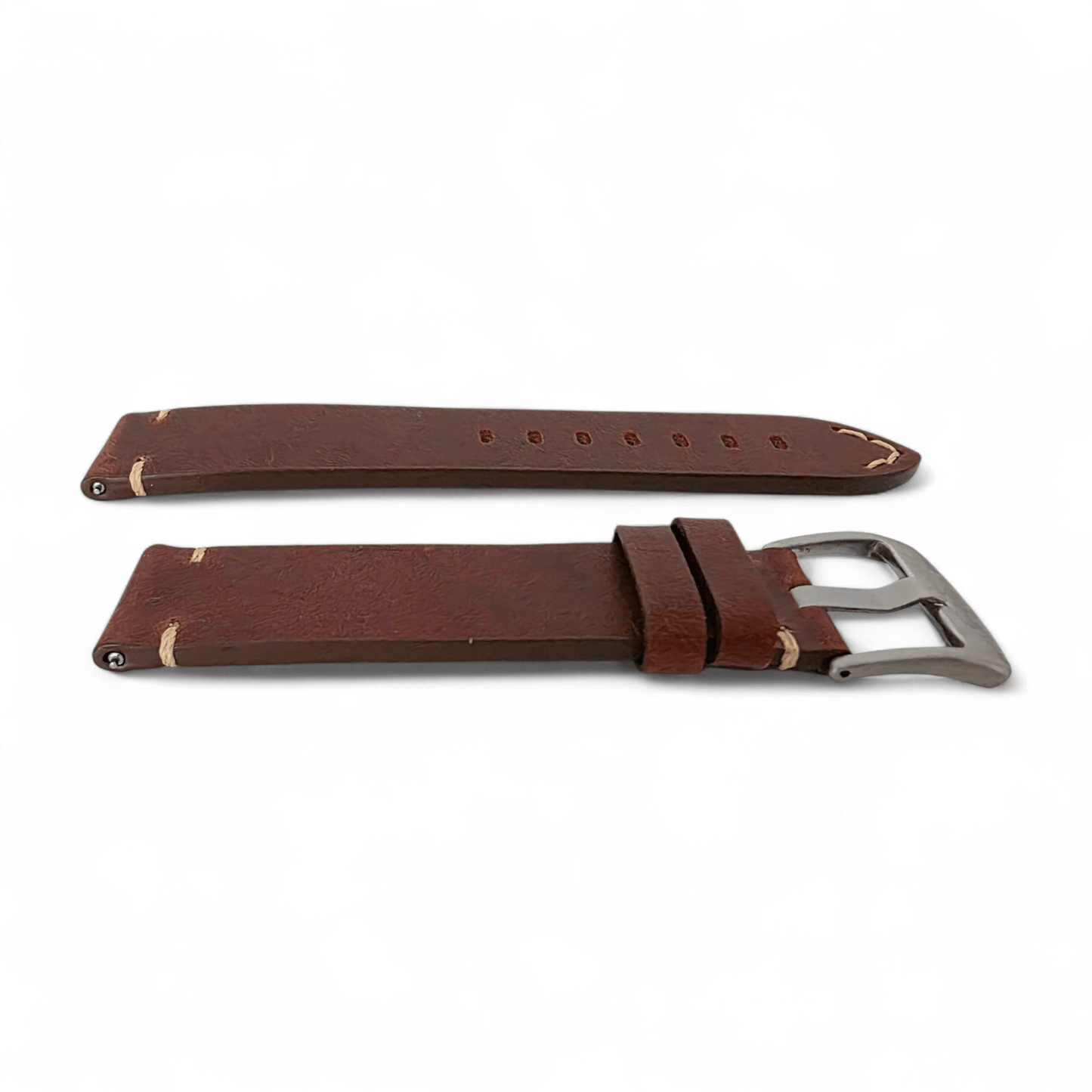 Handmade Full Grain Leather Watch Strap Dark Brown 20mm 22mm - Wrist Envy