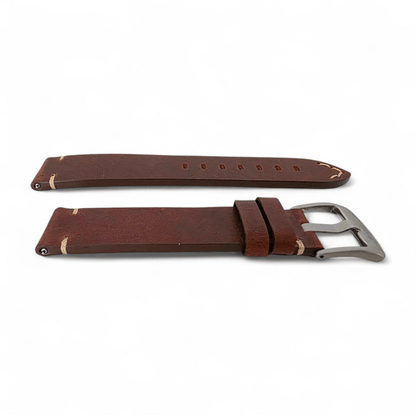 Handmade Full Grain Leather Watch Strap Dark Brown 20mm 22mm - Wrist Envy