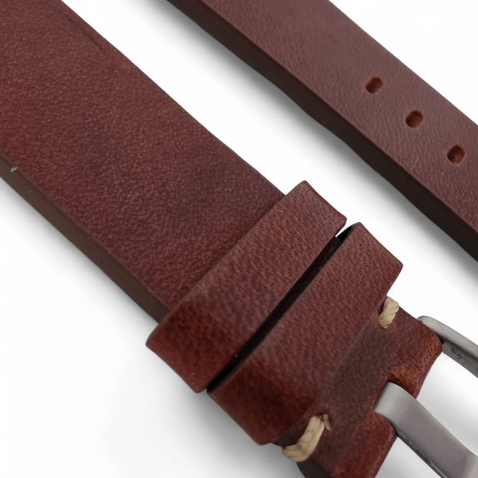 Handmade Full Grain Leather Watch Strap Dark Brown 20mm 22mm - Wrist Envy
