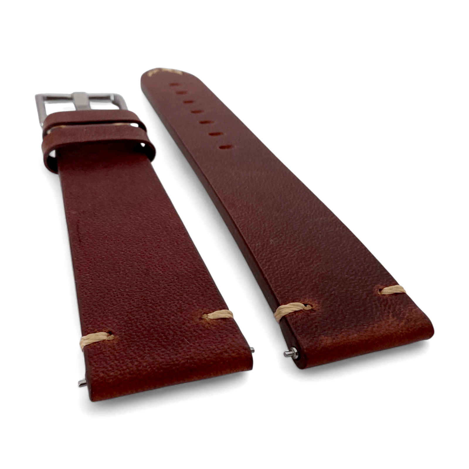 Handmade Full Grain Leather Watch Strap Dark Brown 20mm 22mm - Wrist Envy
