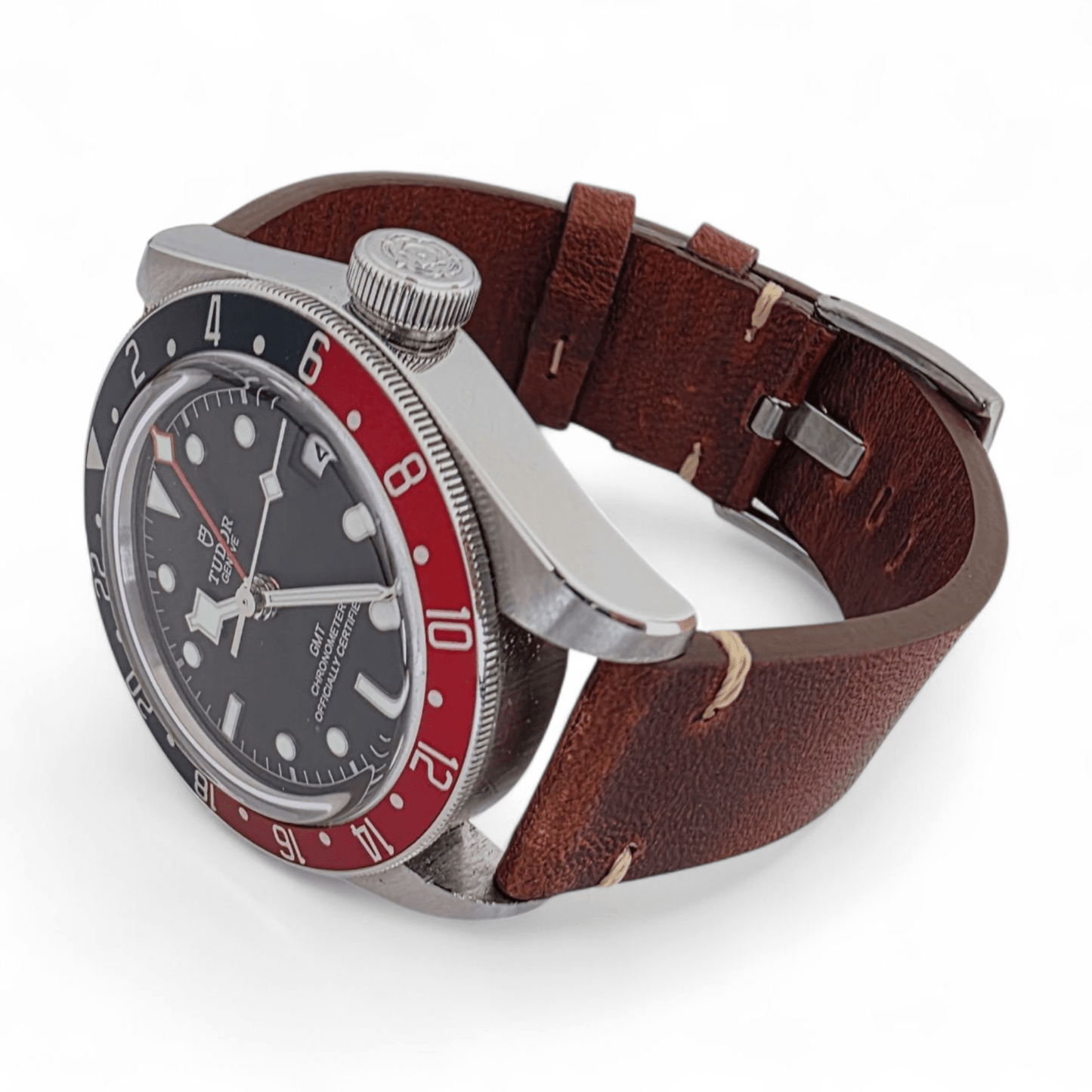 Handmade Full Grain Leather Watch Strap Dark Brown 20mm 22mm - Wrist Envy