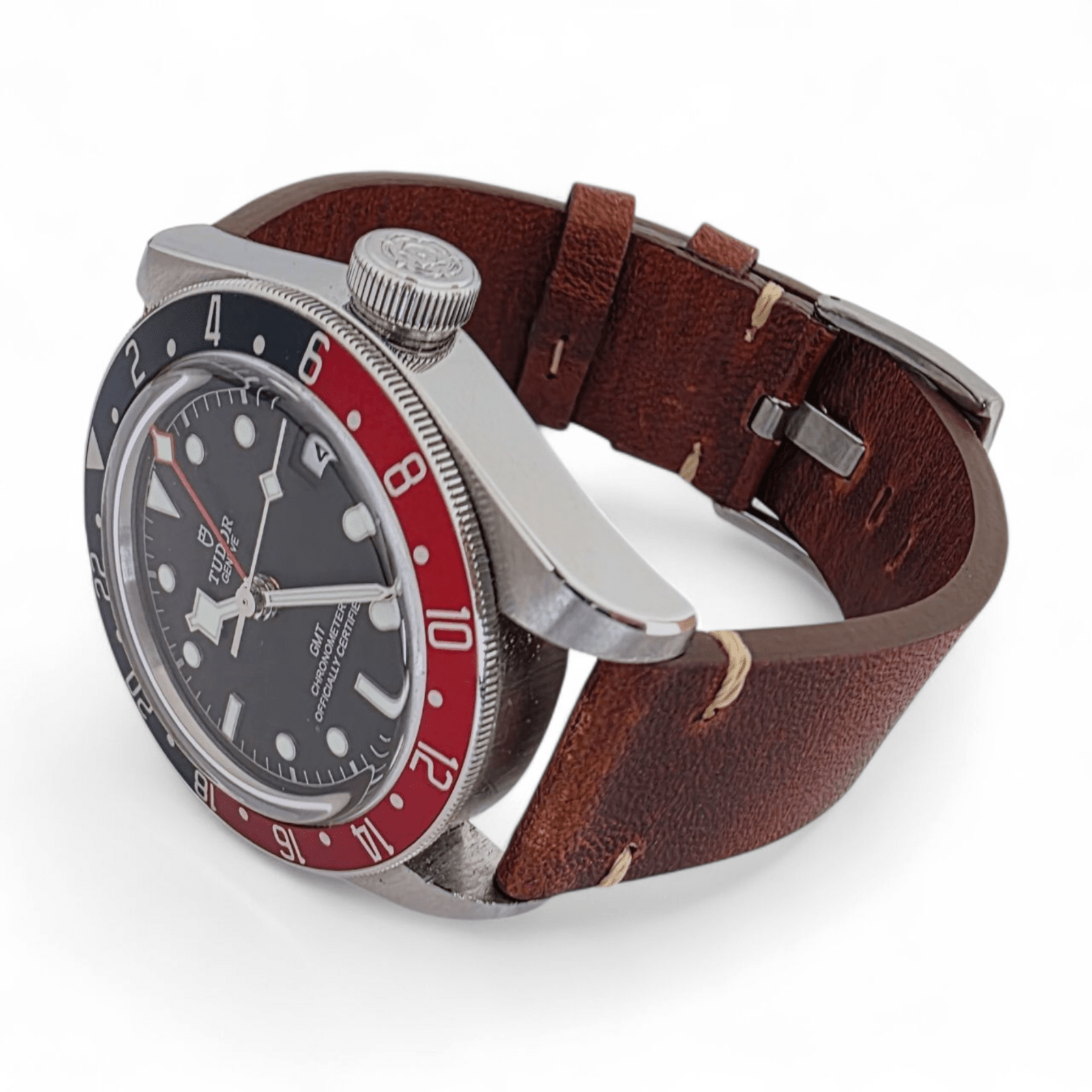 Handmade Full Grain Leather Watch Strap Dark Brown 20mm 22mm - Wrist Envy