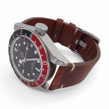 Handmade Full Grain Leather Watch Strap Dark Brown 20mm 22mm - Wrist Envy