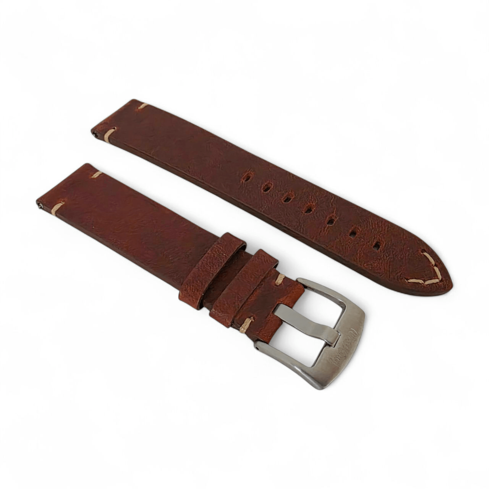 Handmade Full Grain Leather Watch Strap Dark Brown 20mm 22mm - Wrist Envy