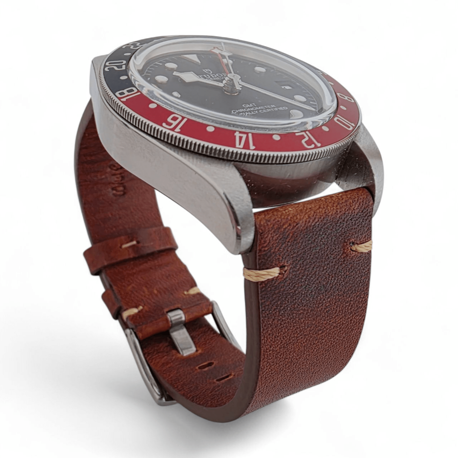 Handmade Full Grain Leather Watch Strap Dark Brown 20mm 22mm - Wrist Envy