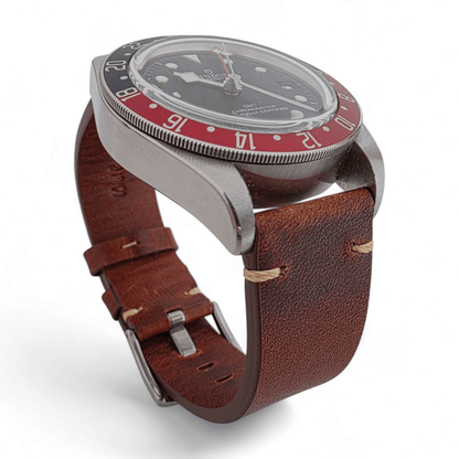Handmade Full Grain Leather Watch Strap Dark Brown 20mm 22mm - Wrist Envy
