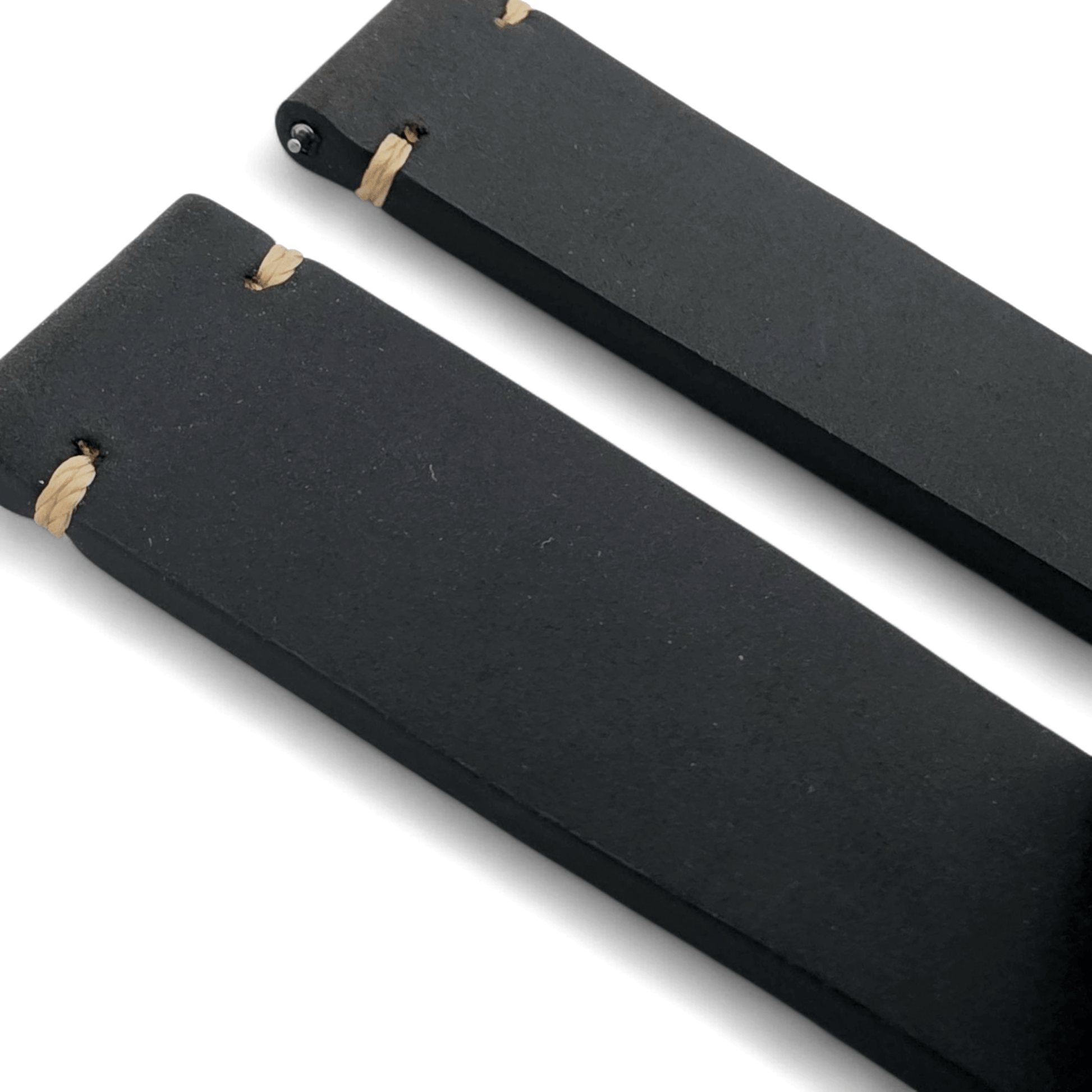 Handmade Thick Italian Leather Watch Strap Black 20mm 22mm - Wrist Envy