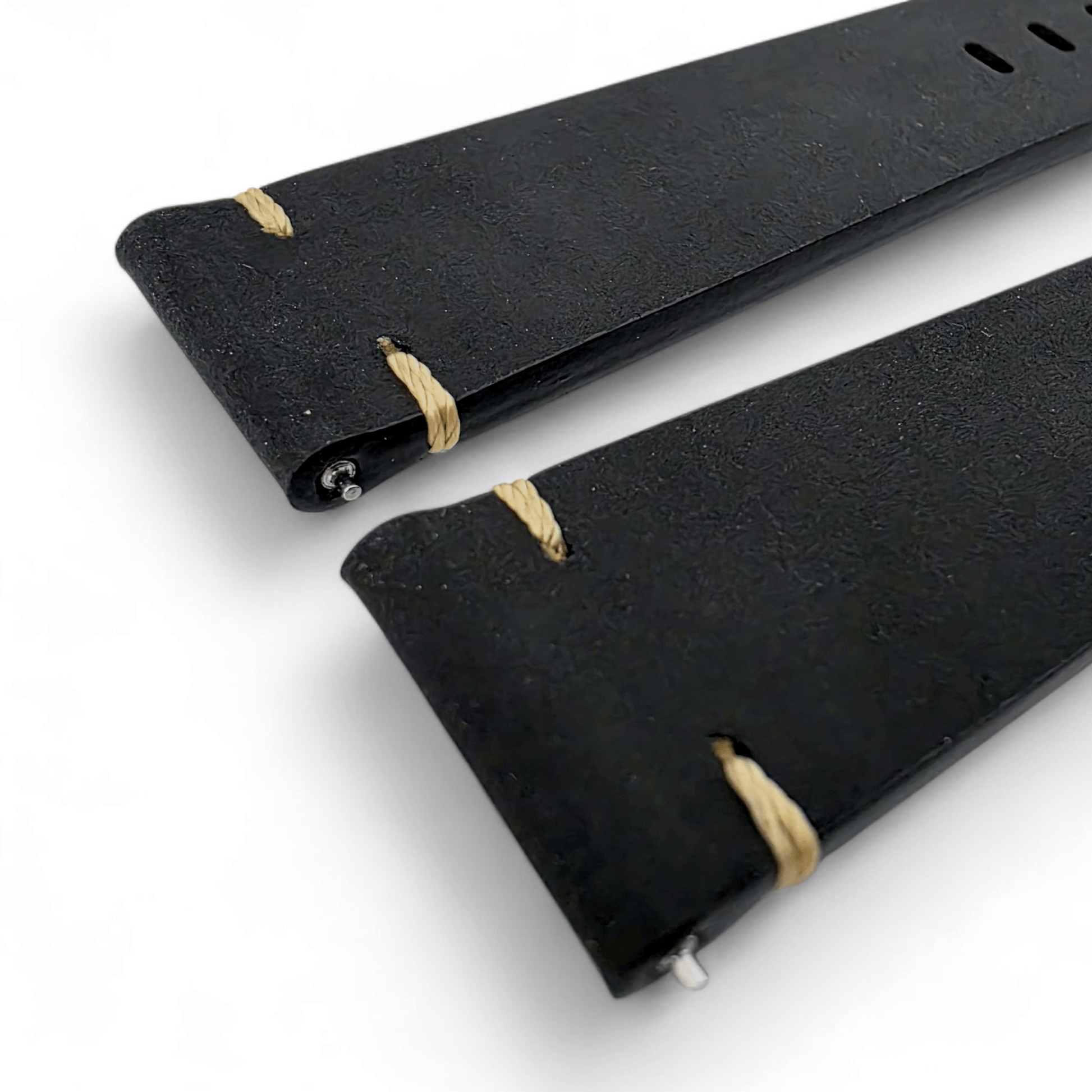 Handmade Thick Italian Leather Watch Strap Black 20mm 22mm - Wrist Envy