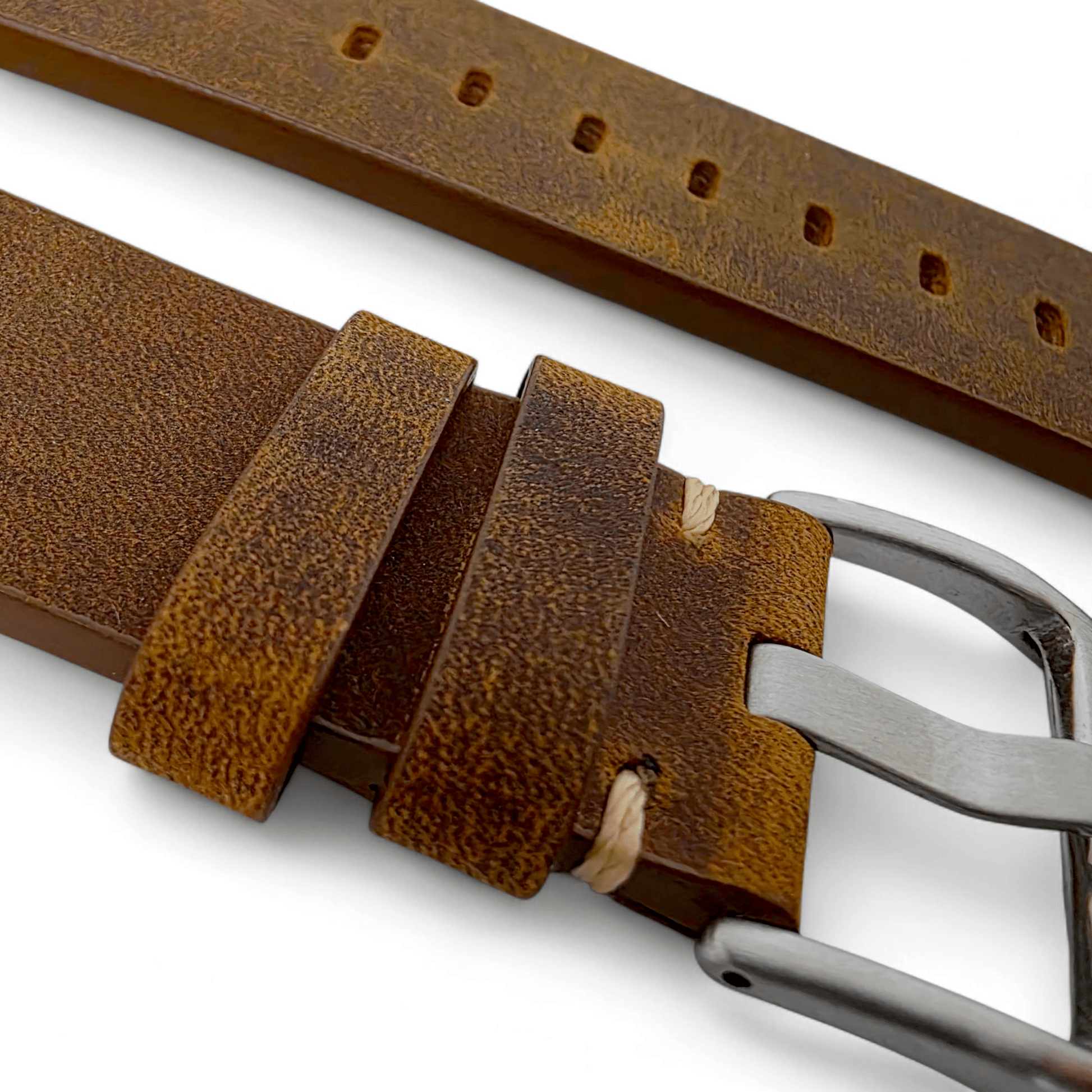 Handmade Thick Italian Leather Watch Strap Brown 20mm 22mm - Wrist Envy