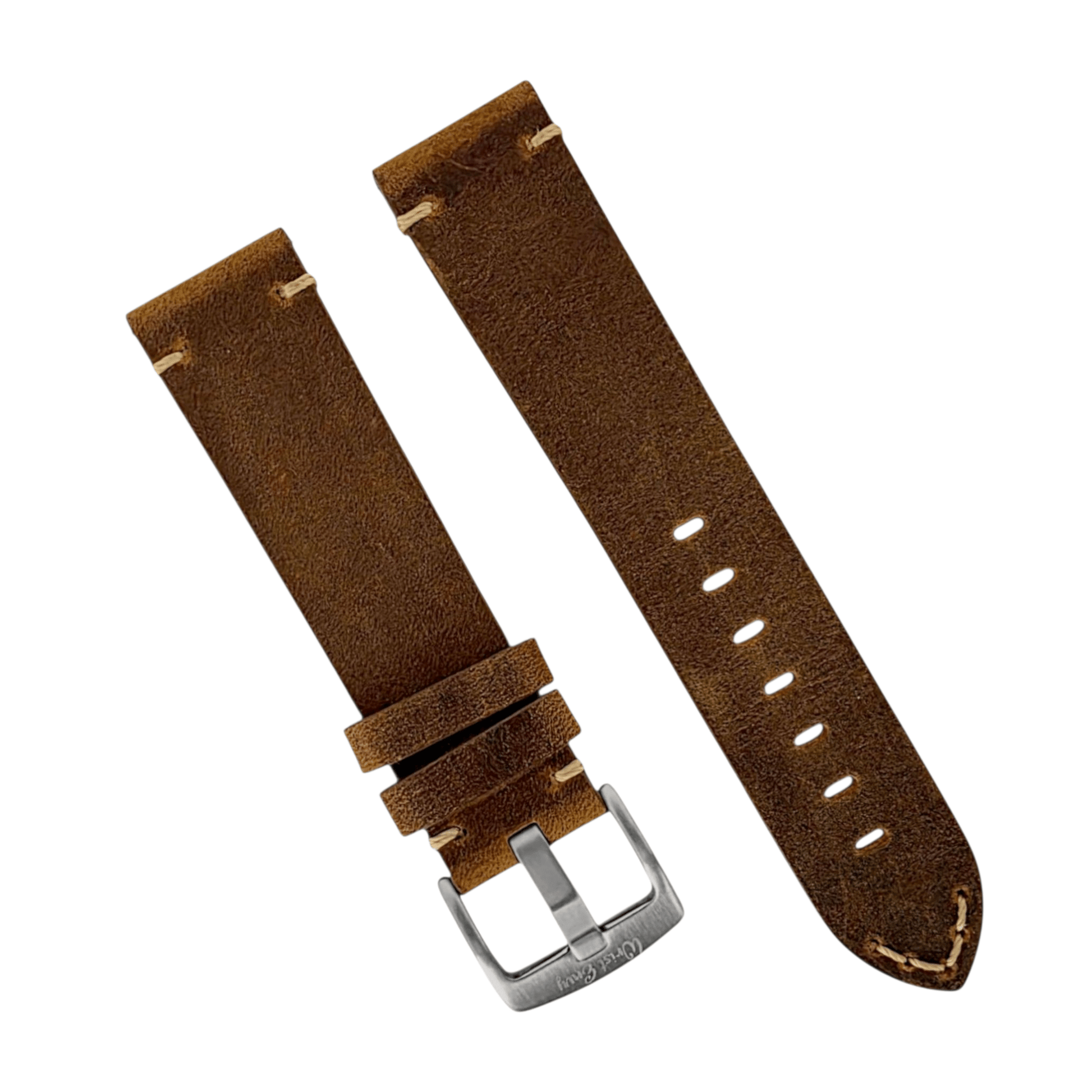 Handmade Thick Italian Leather Watch Strap Brown 20mm 22mm - Wrist Envy