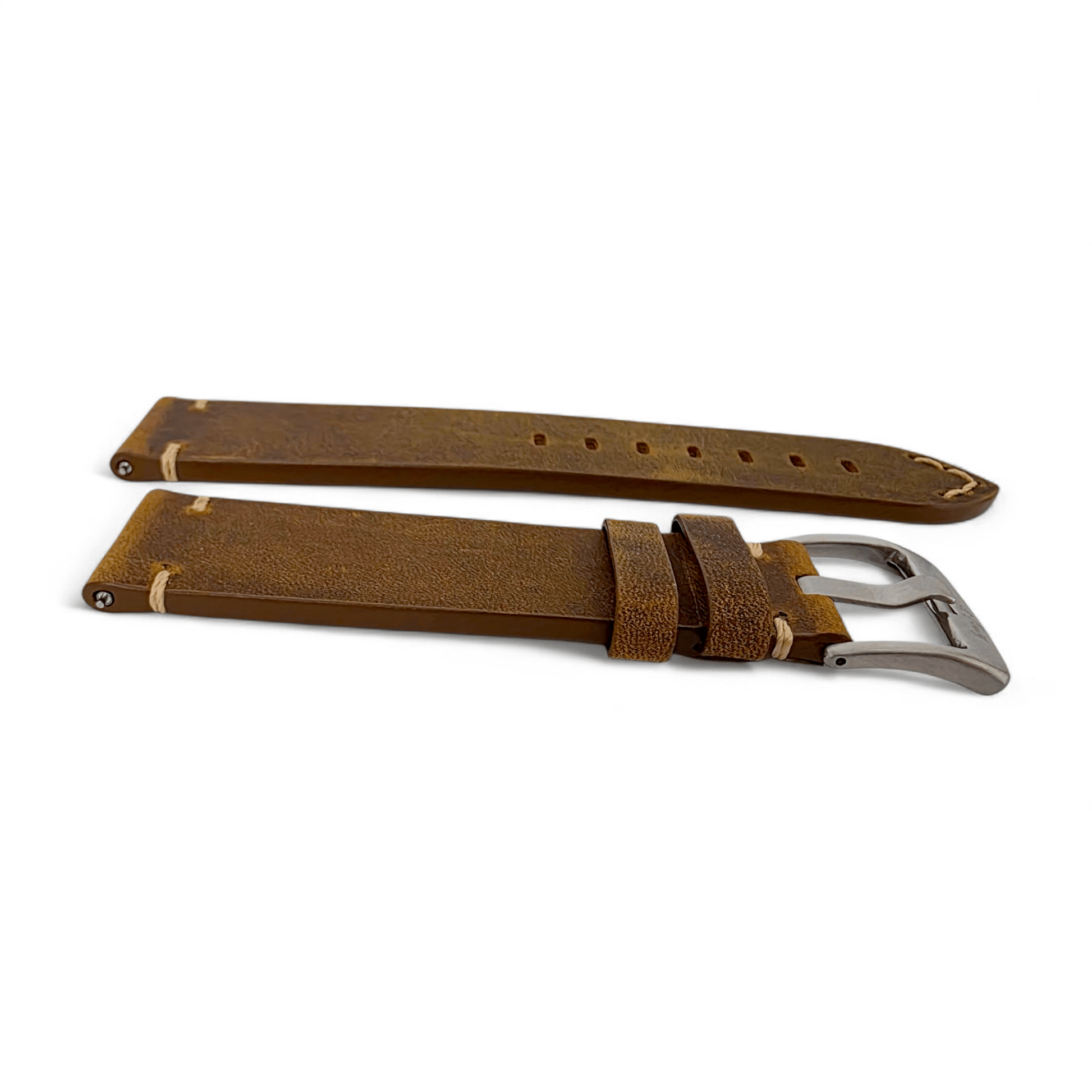 Handmade Thick Italian Leather Watch Strap Brown 20mm 22mm - Wrist Envy