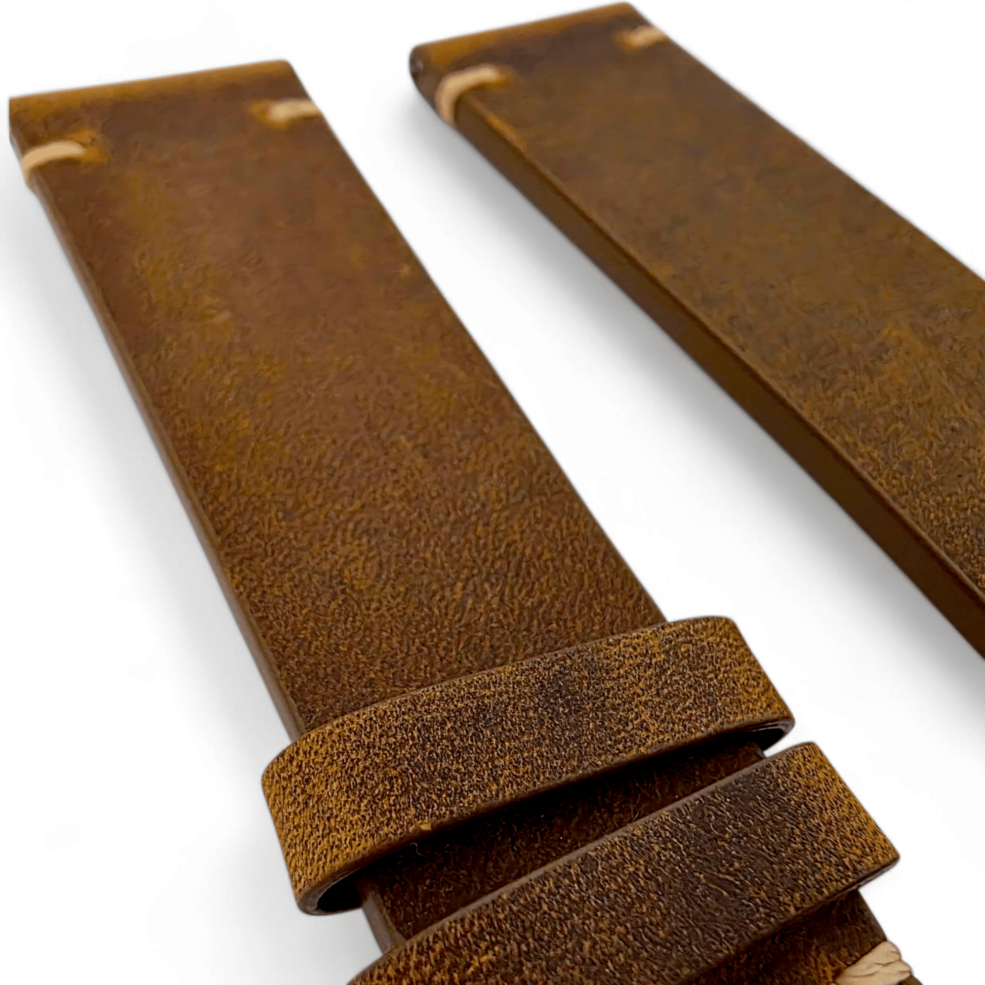 Handmade Thick Italian Leather Watch Strap Brown 20mm 22mm - Wrist Envy
