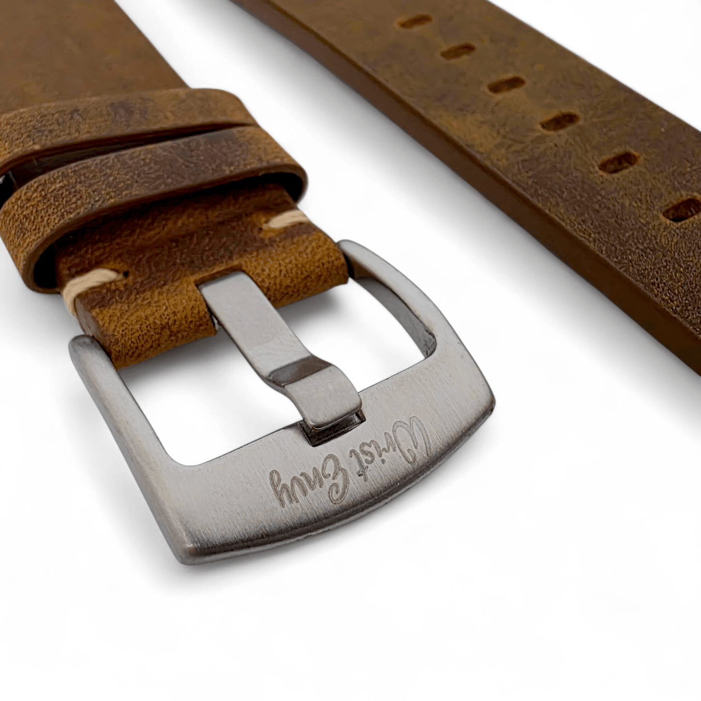 Handmade Thick Italian Leather Watch Strap Brown 20mm 22mm - Wrist Envy