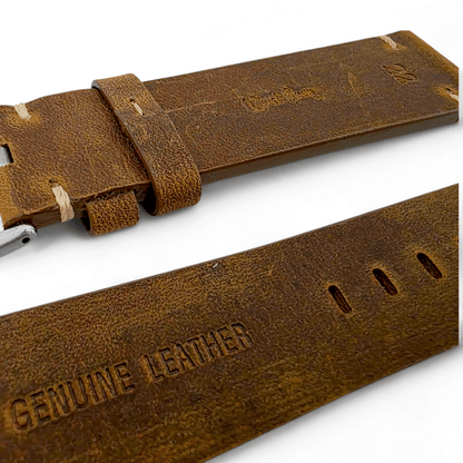 Handmade Thick Italian Leather Watch Strap Brown 20mm 22mm - Wrist Envy