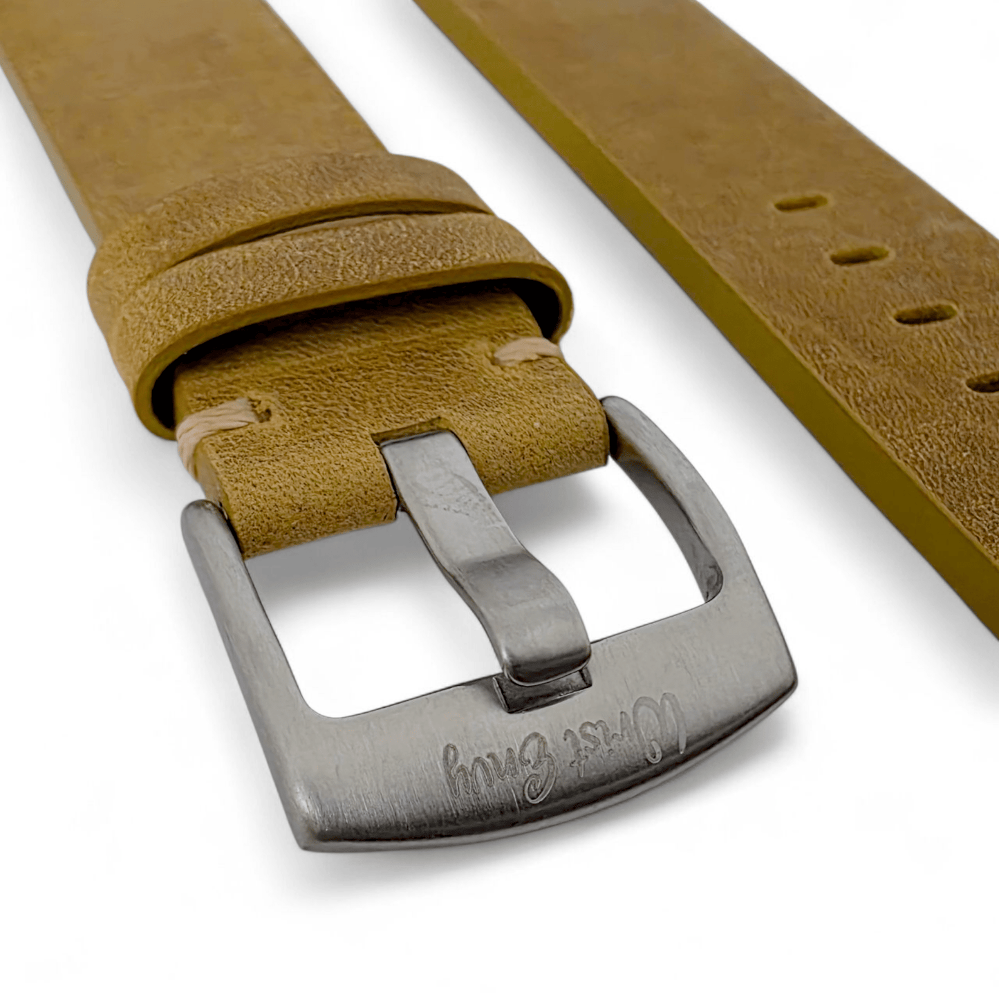 Handmade Top Grain Italian Leather Watch Strap Khaki Sand 20mm 22mm - Wrist Envy