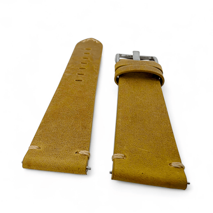 Handmade Top Grain Italian Leather Watch Strap Khaki Sand 20mm 22mm - Wrist Envy
