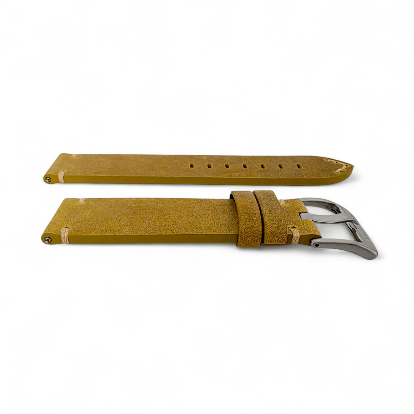 Handmade Top Grain Italian Leather Watch Strap Khaki Sand 20mm 22mm - Wrist Envy