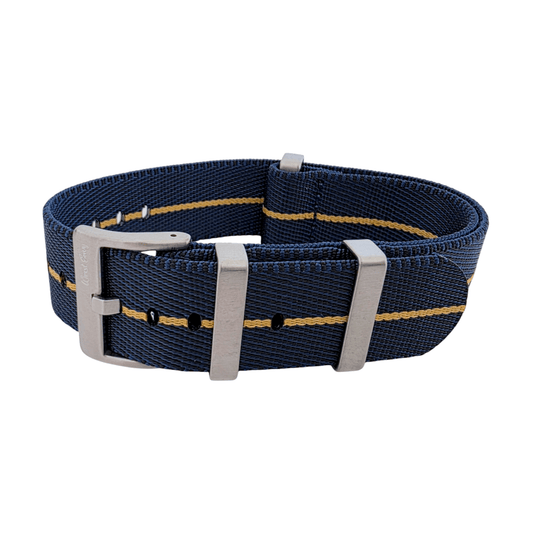 High Quality 1.8mm Thick Military Watch Strap 18mm 20mm 22mm Blue Khaki Stripe - Wrist Envy