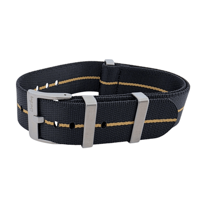 High Quality 1.8mm Thick Military Watch Strap Band 18mm 20mm 22mm Black Khaki Stripe - Wrist Envy