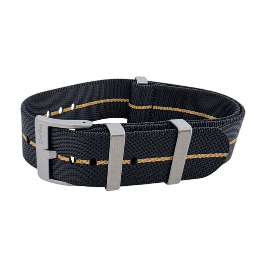High Quality 1.8mm Thick Military Watch Strap Band 18mm 20mm 22mm Black Khaki Stripe - Wrist Envy