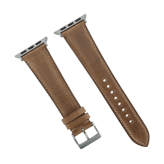 Horween Chromexcel Full Grain Leather Strap For Apple Watch Light Brown - Wrist Envy