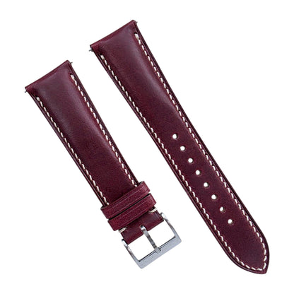 Horween Chromexcel Hand Stitched Leather Watch Strap 20mm 22mm Burgundy - Wrist Envy