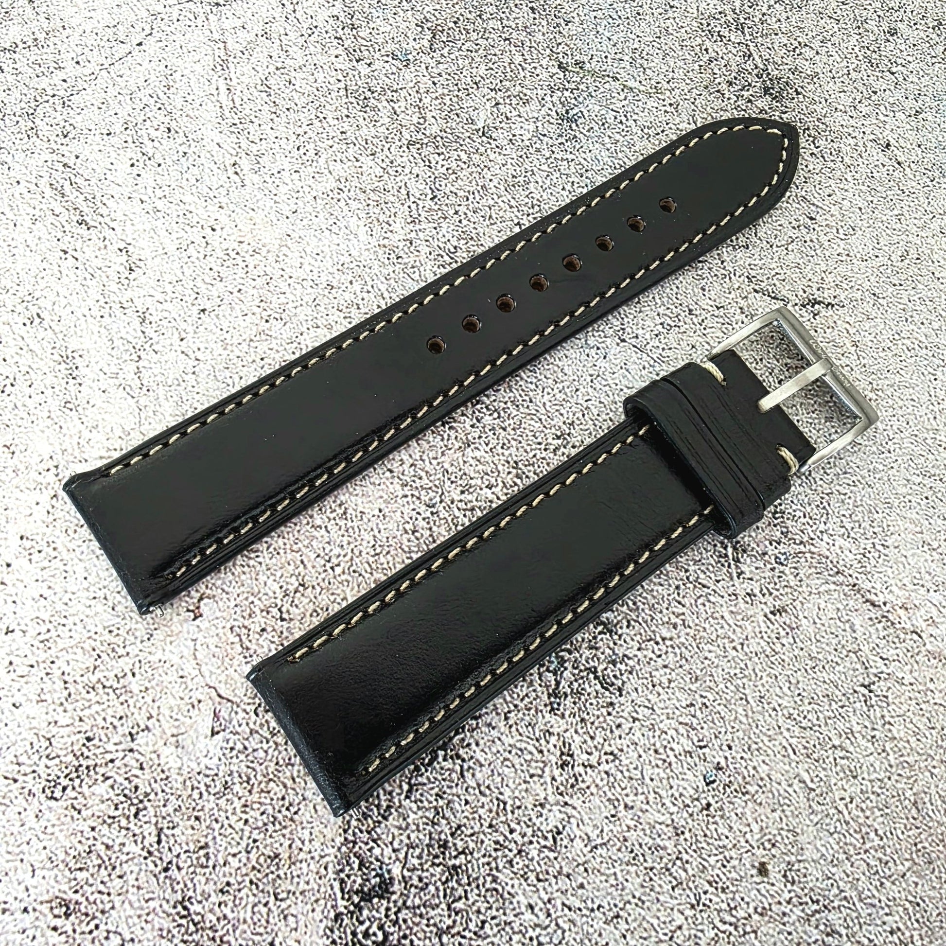 Horween Chromexcel Leather Strap - Custom Ready Made - Black - Wrist Envy