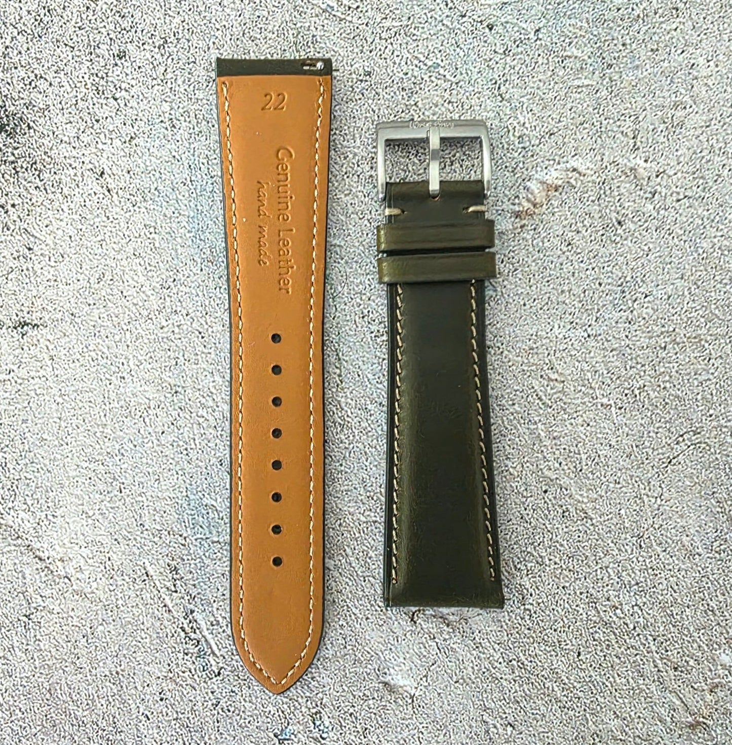 Horween Chromexcel Leather Strap - Custom Ready Made - Dark Green - Wrist Envy