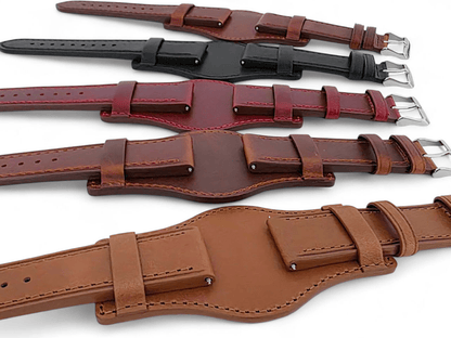 Horween Leather Bund Watch Strap Band Custom Handmade Military Cuff 20mm 22mm UK - Wrist Envy