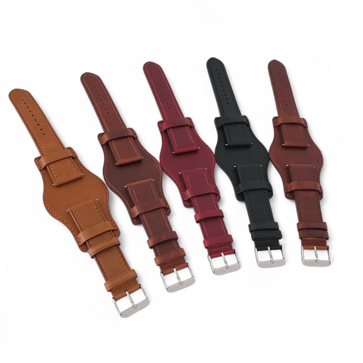 Horween Leather Bund Watch Strap Band Custom Handmade Military Cuff 20mm 22mm UK - Wrist Envy