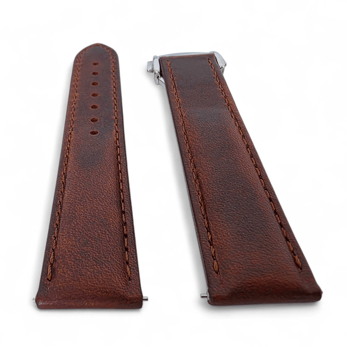 Horween Leather Deployant Clasp Watch Strap Band Rally 18 19 20 22 mm - Wrist Envy