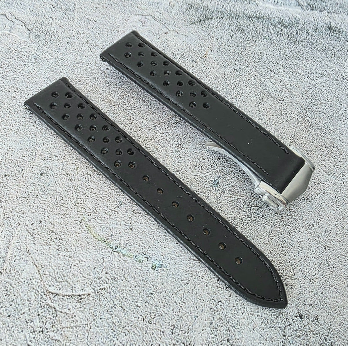 Horween Leather Deployant Clasp Watch Strap Band Rally 18 19 20 22 mm - Wrist Envy