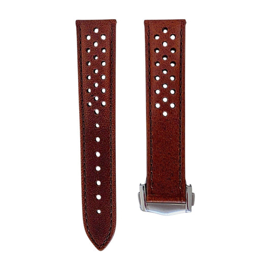 Horween Leather Deployant Clasp Watch Strap Band Rally 18 19 20 22 mm - Wrist Envy