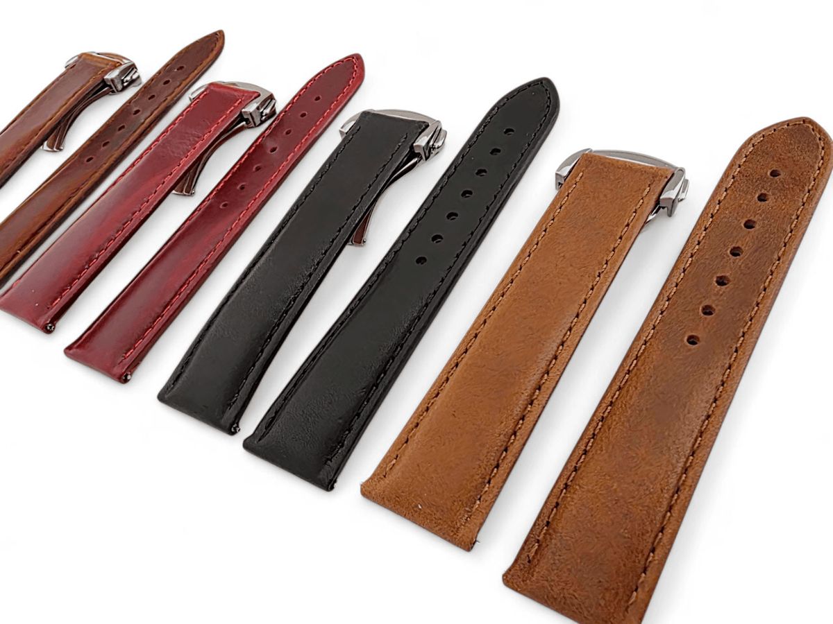 Horween Leather Deployant Clasp Watch Strap Band Rally 18 19 20 22 mm - Wrist Envy