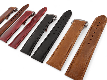 Horween Leather Deployant Clasp Watch Strap Band Rally 18 19 20 22 mm - Wrist Envy