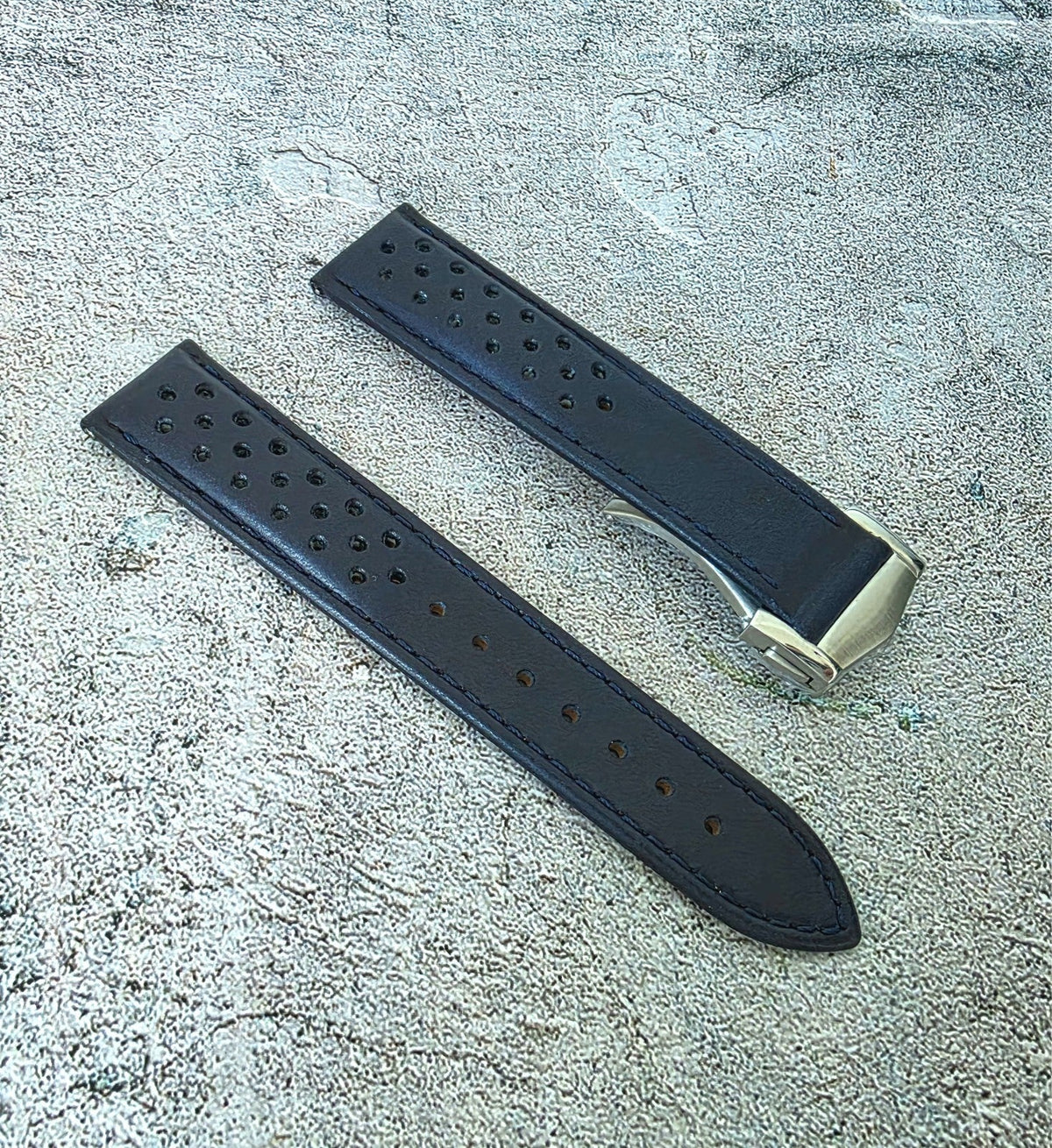 Horween Leather Deployant Clasp Watch Strap Band Rally 18 19 20 22 mm - Wrist Envy