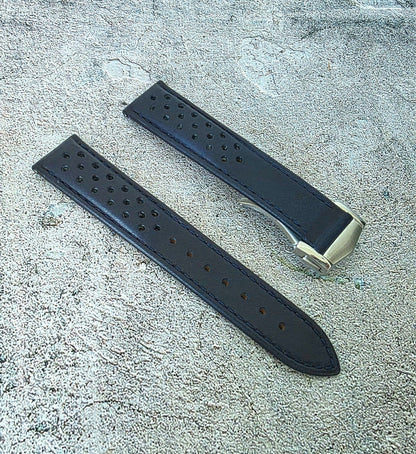 Horween Leather Deployant Clasp Watch Strap Band Rally 18 19 20 22 mm - Wrist Envy