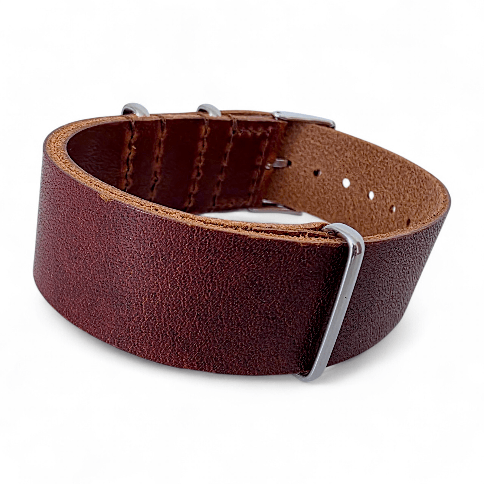 Horween Leather One Piece Military Watch Strap 20mm 22mm Dark Brown - Wrist Envy