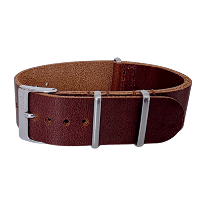 Horween Leather One Piece Military Watch Strap 20mm 22mm Dark Brown - Wrist Envy