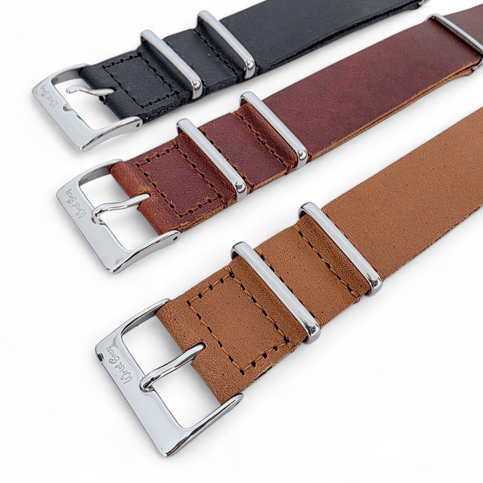 Horween Leather One Piece Military Watch Strap 20mm Black - Wrist Envy