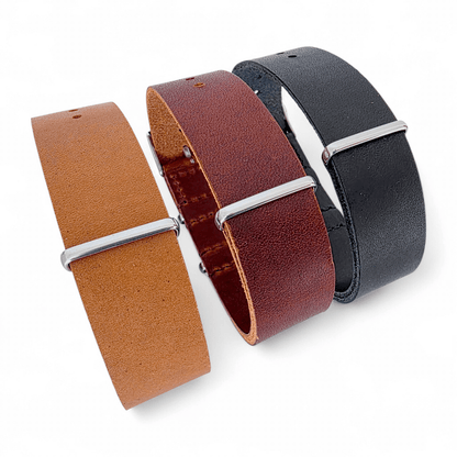 Horween Leather One Piece Military Watch Strap 20mm Black - Wrist Envy