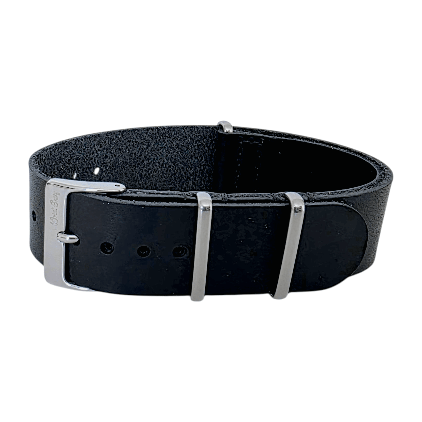 Horween Leather One Piece Military Watch Strap 20mm Black - Wrist Envy