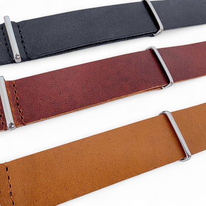Horween Leather One Piece Military Watch Strap 20mm Black - Wrist Envy