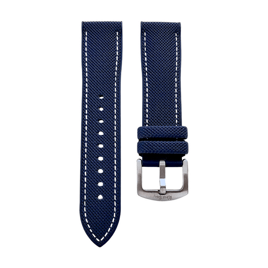 Hybrid Sailcloth FKM Rubber Watch Strap Blue White 20mm 21mm 22mm - Wrist Envy