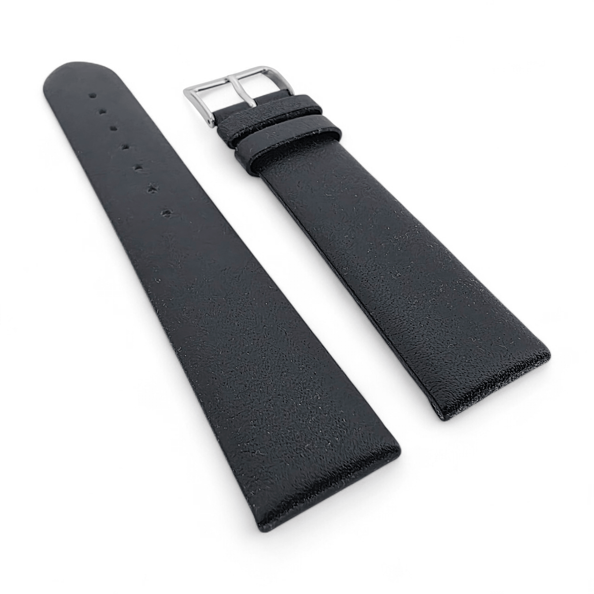 Infinity Edge Italian Leather Watch Strap 18mm 20mm Black - Wrist Envy