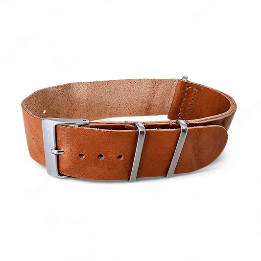 Italian Leather Military Watch Strap 18mm 20mm 22mm Redish Brown - Wrist Envy