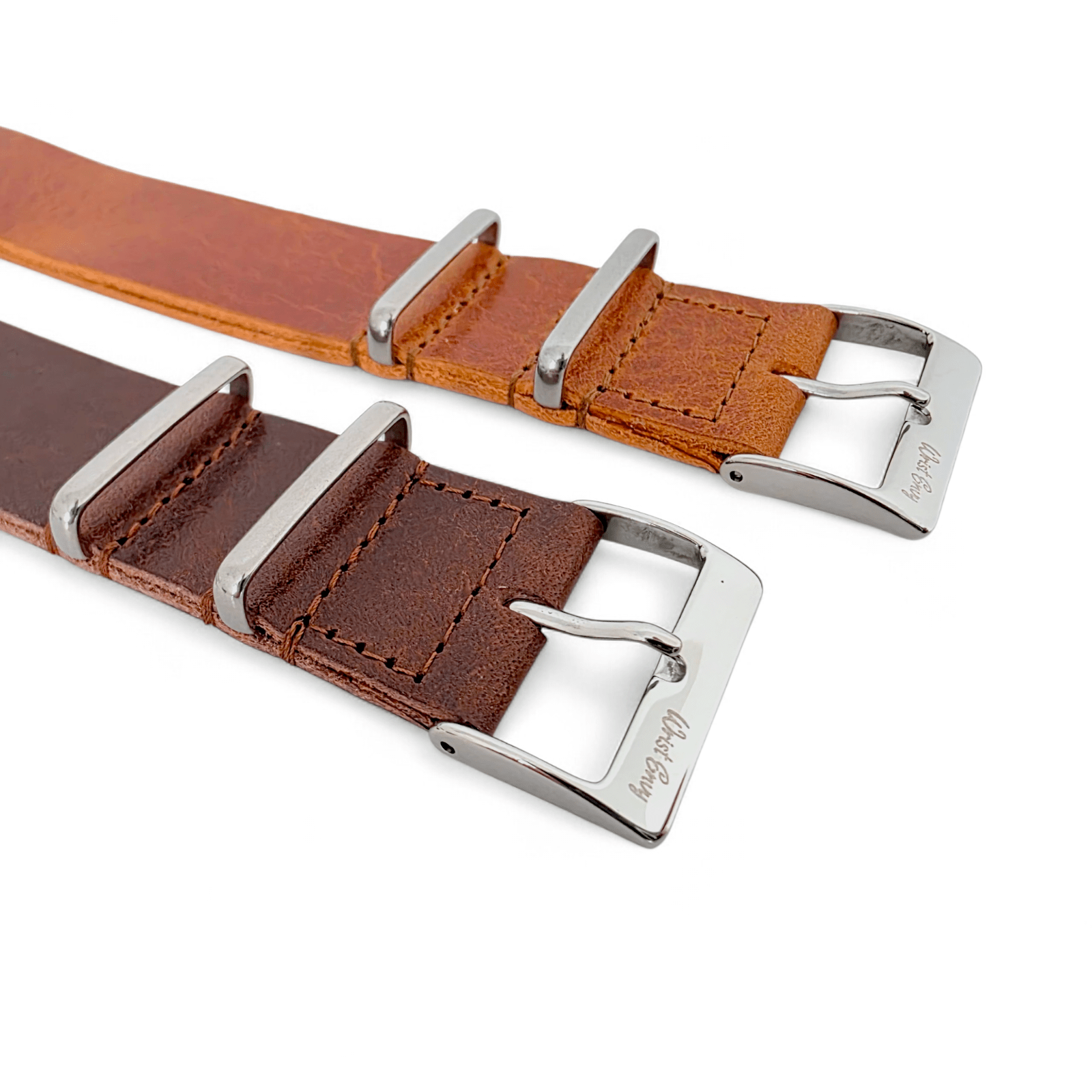 Italian Leather One Piece Military Watch Strap 20mm 22mm Tan Brown - Wrist Envy