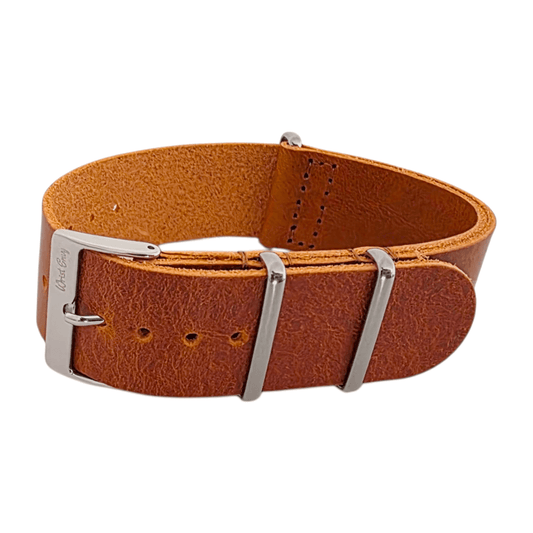 Italian Leather One Piece Military Watch Strap 20mm 22mm Tan Brown - Wrist Envy